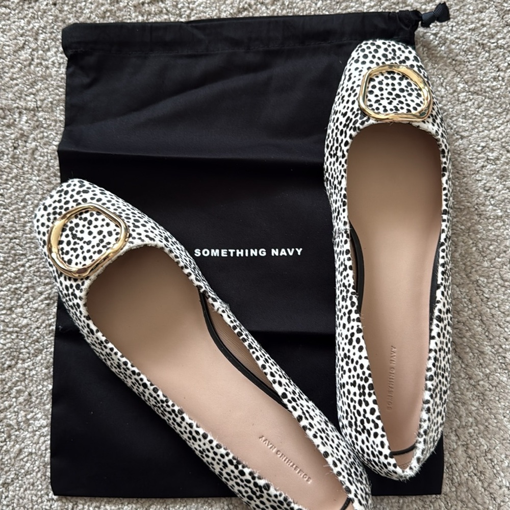 NWT Something Navy Lilly Flats Black/white cheetah print size 9.5